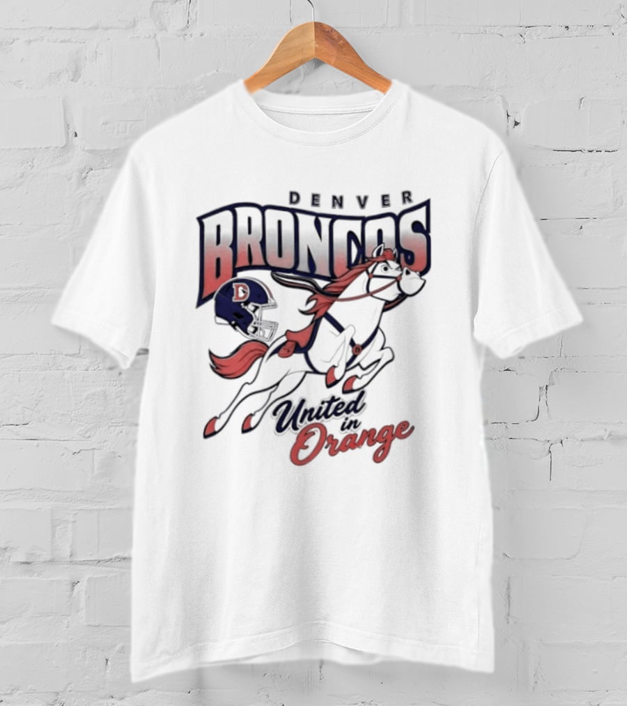 Denver Broncos United In Orange Football Helmet Horse T-Shirt