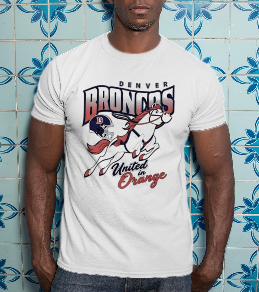 Denver Broncos United In Orange Football Helmet Horse T-Shirt
