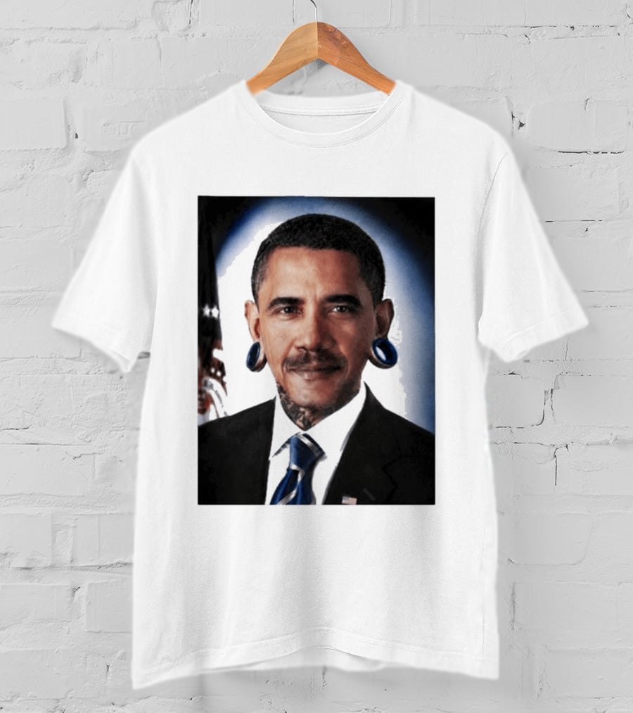 Obama President Political Fashion With Tattoos And Futuristic T-Shirt