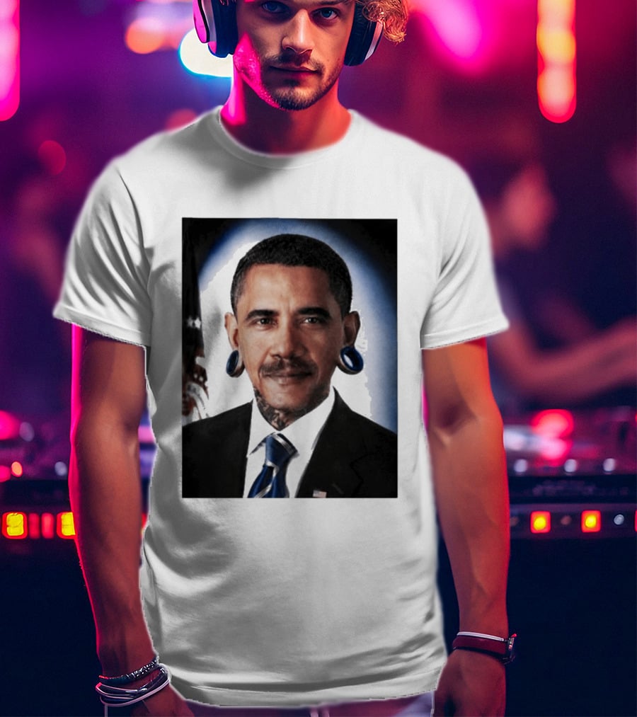 Obama President Political Fashion With Tattoos And Futuristic T-Shirt