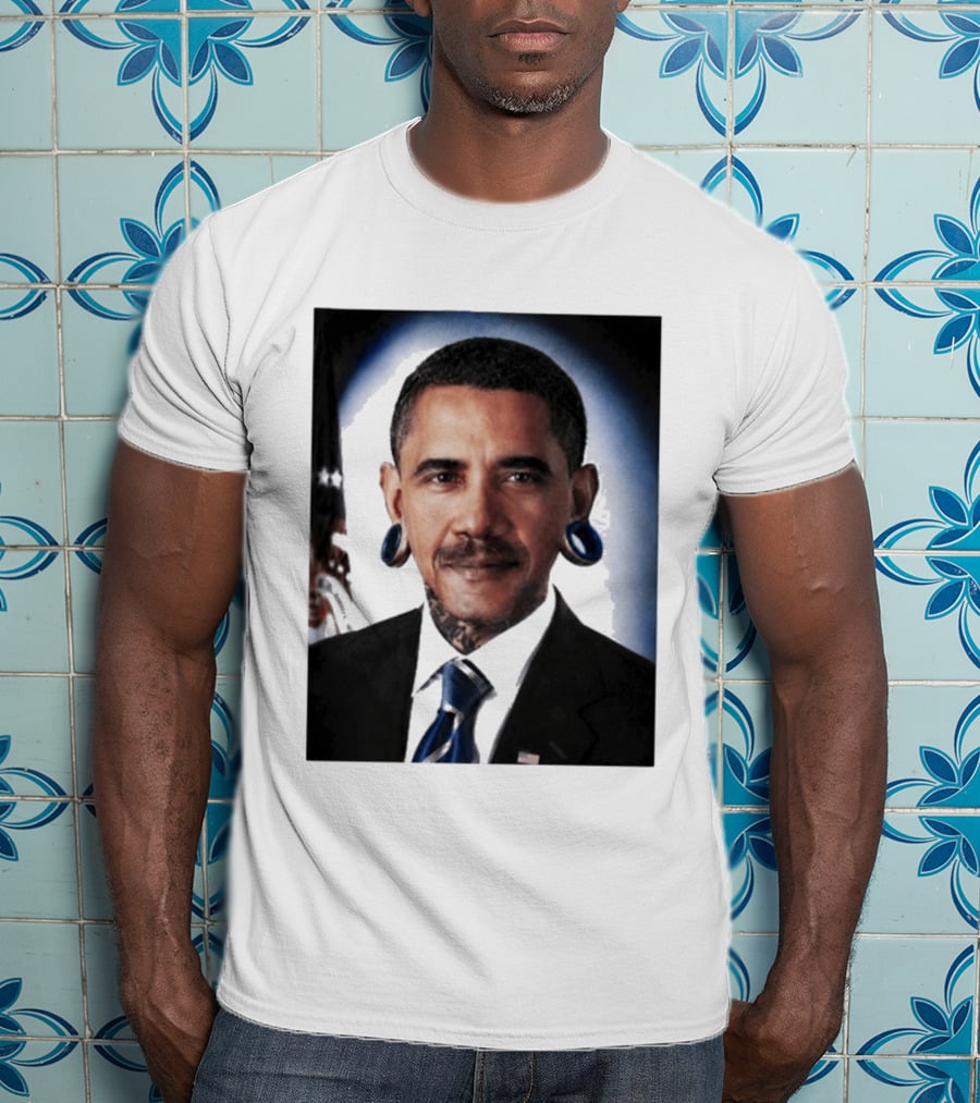 Obama President Political Fashion With Tattoos And Futuristic T-Shirt
