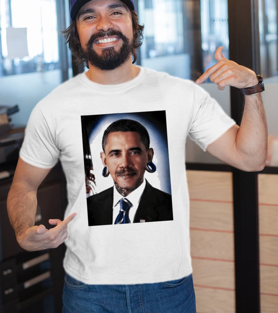 Obama President Political Fashion With Tattoos And Futuristic T-Shirt