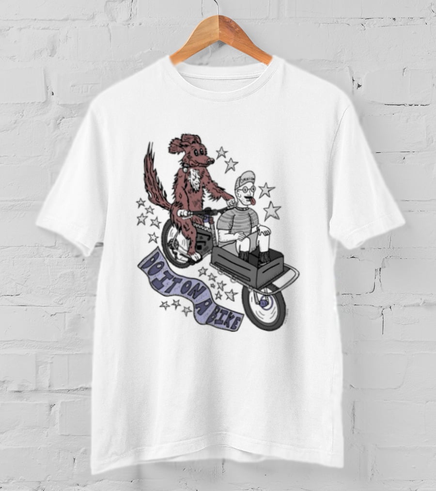 Original Dog On A Bike Omnium Cycling Matt Crank Free And High Stars T-Shirt