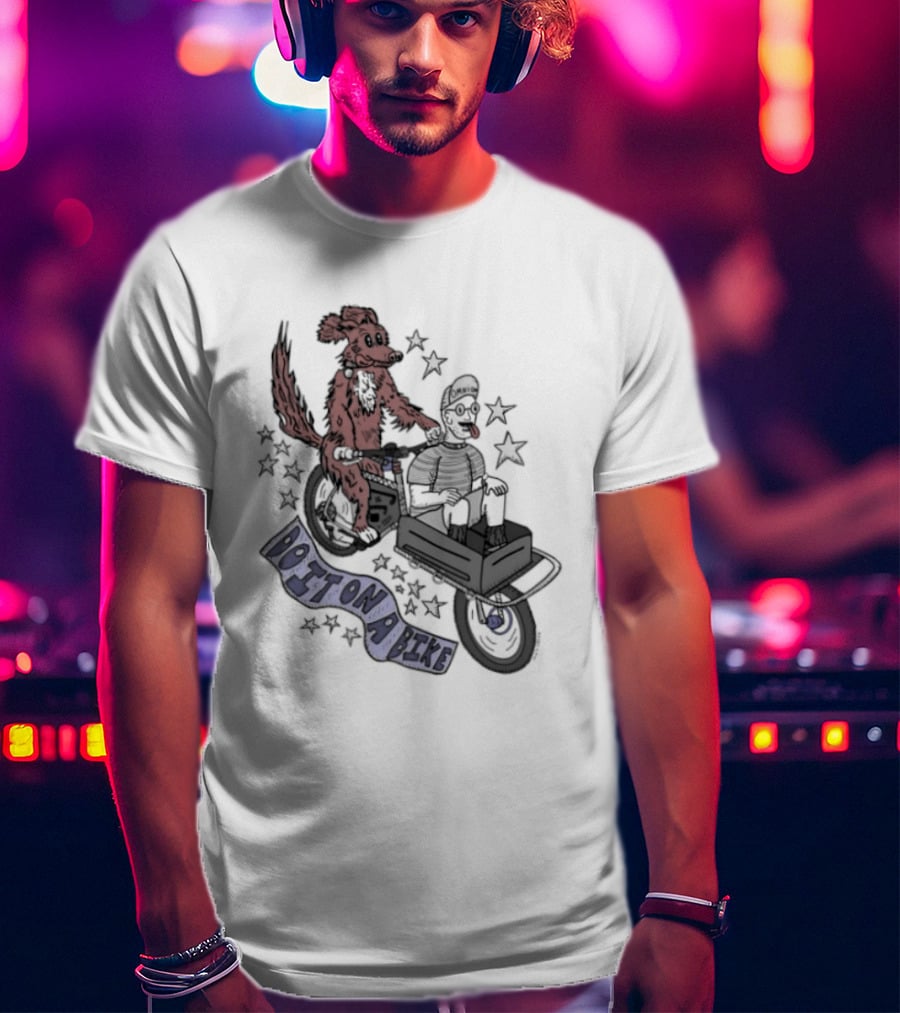 Original Dog On A Bike Omnium Cycling Matt Crank Free And High Stars T-Shirt