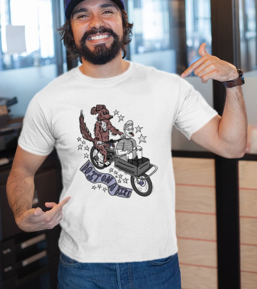 Original Dog On A Bike Omnium Cycling Matt Crank Free And High Stars T-Shirt