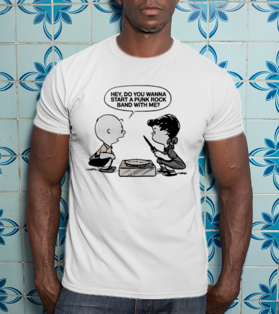 Peanuts Charlie Brown Lucy Van Pelt Hey Do You Wanna Start A Punk Rock Band With Me T-Shirt