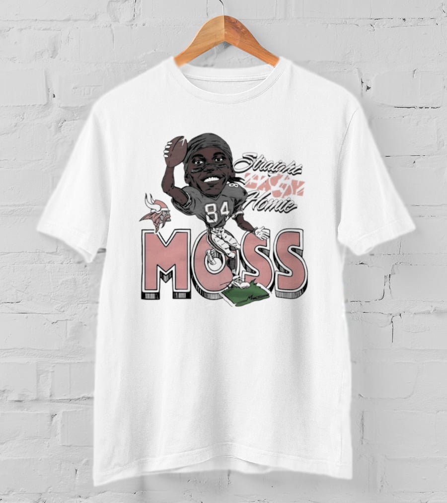 Moss Minnesota Vikings Straight Cash Homie Football Caricature T-Shirt