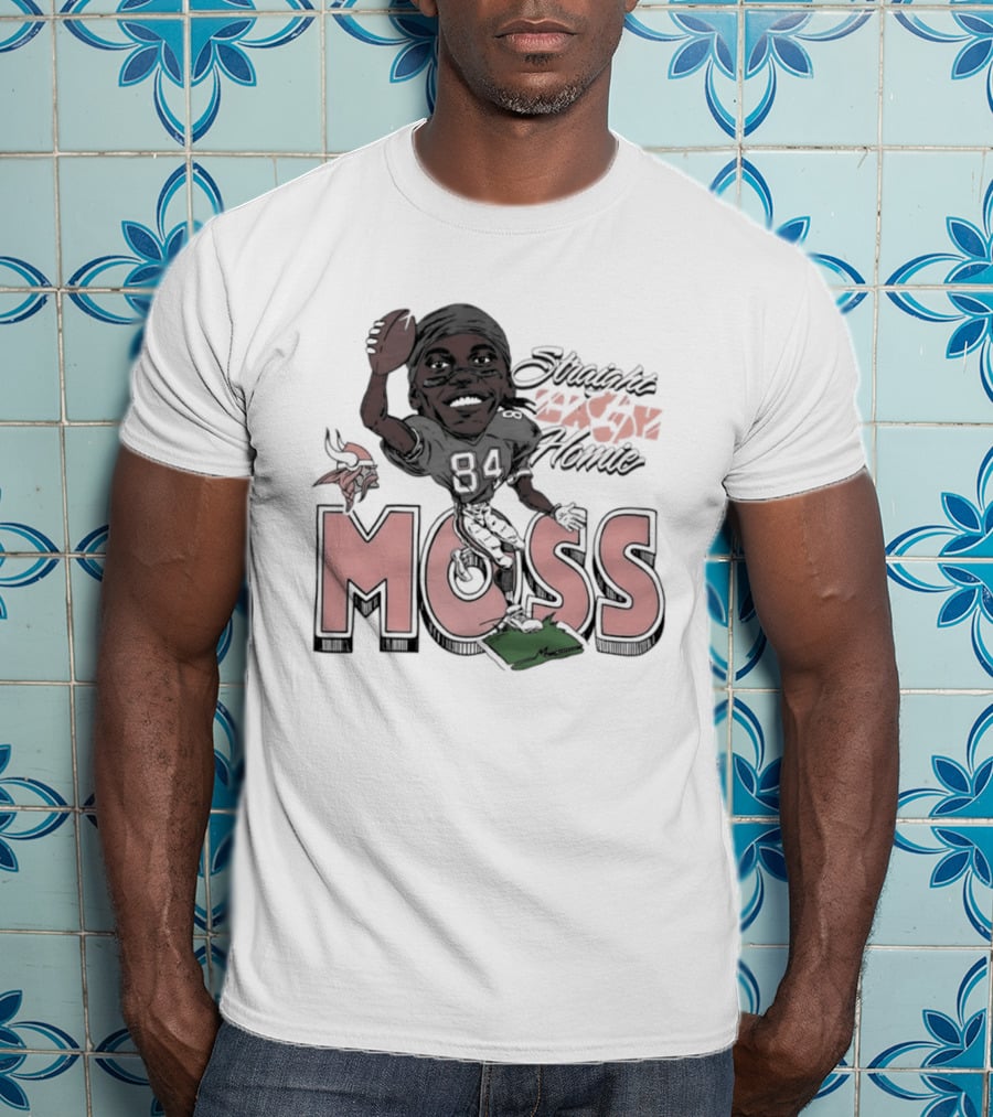 Moss Minnesota Vikings Straight Cash Homie Football Caricature T-Shirt
