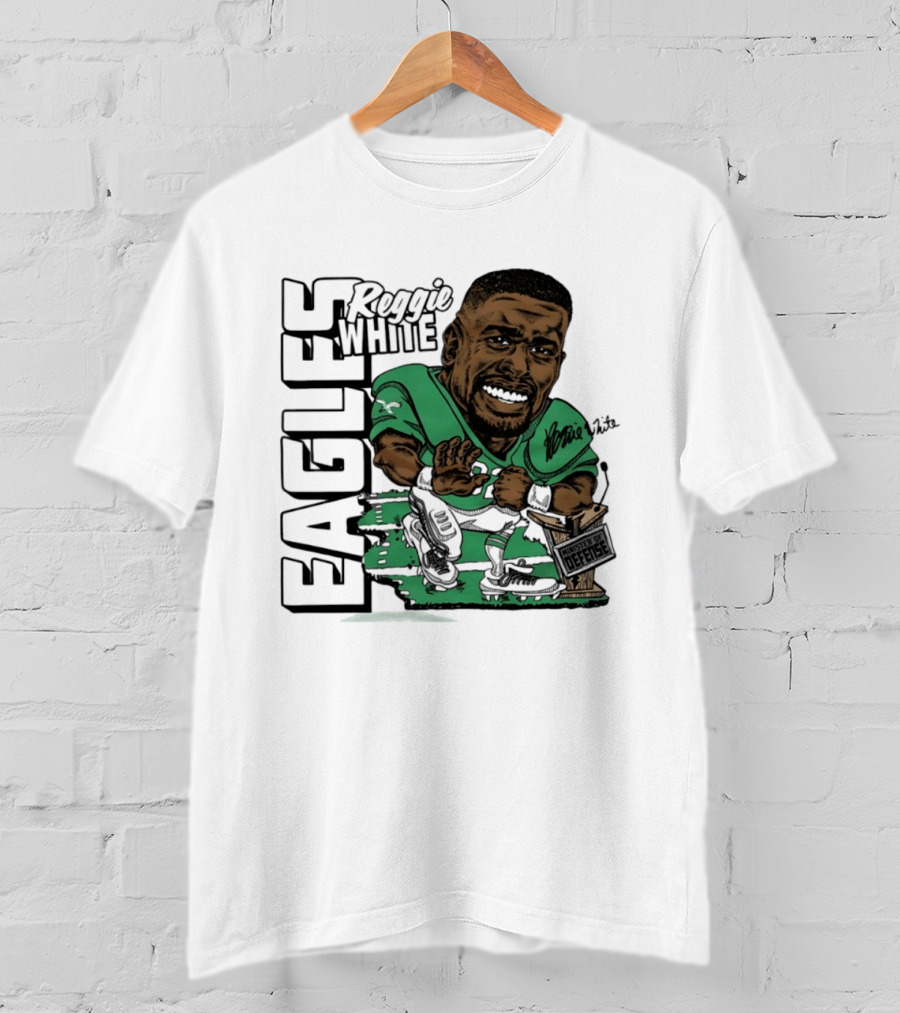 Reggie White Philadelphia Eagles Caricature Art NFL Legendary Player T-Shirt