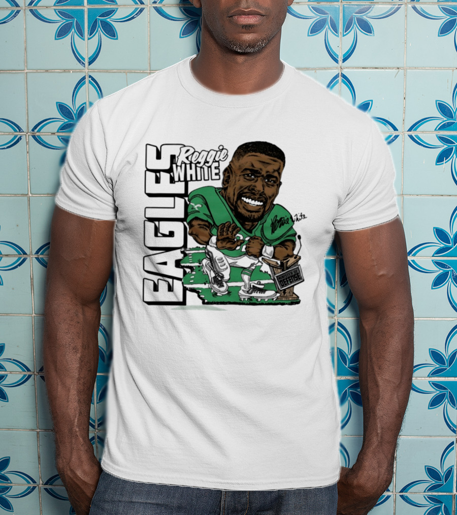 Reggie White Philadelphia Eagles Caricature Art NFL Legendary Player T-Shirt