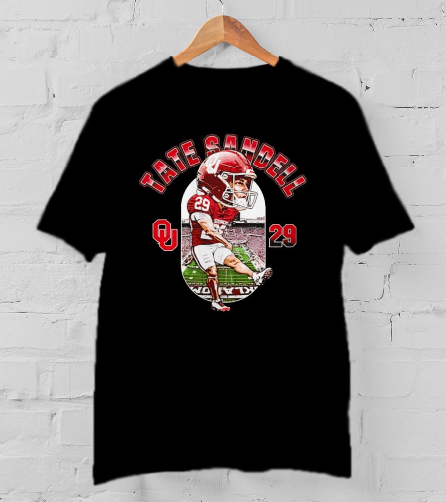 Tate Sandell 29 Oklahoma Sooners Football OU Player Caricature T-Shirt