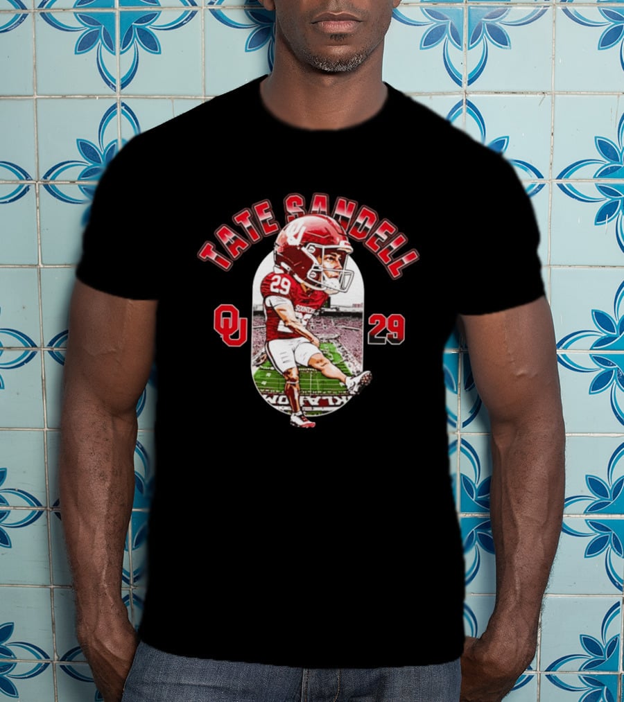Tate Sandell 29 Oklahoma Sooners Football OU Player Caricature T-Shirt