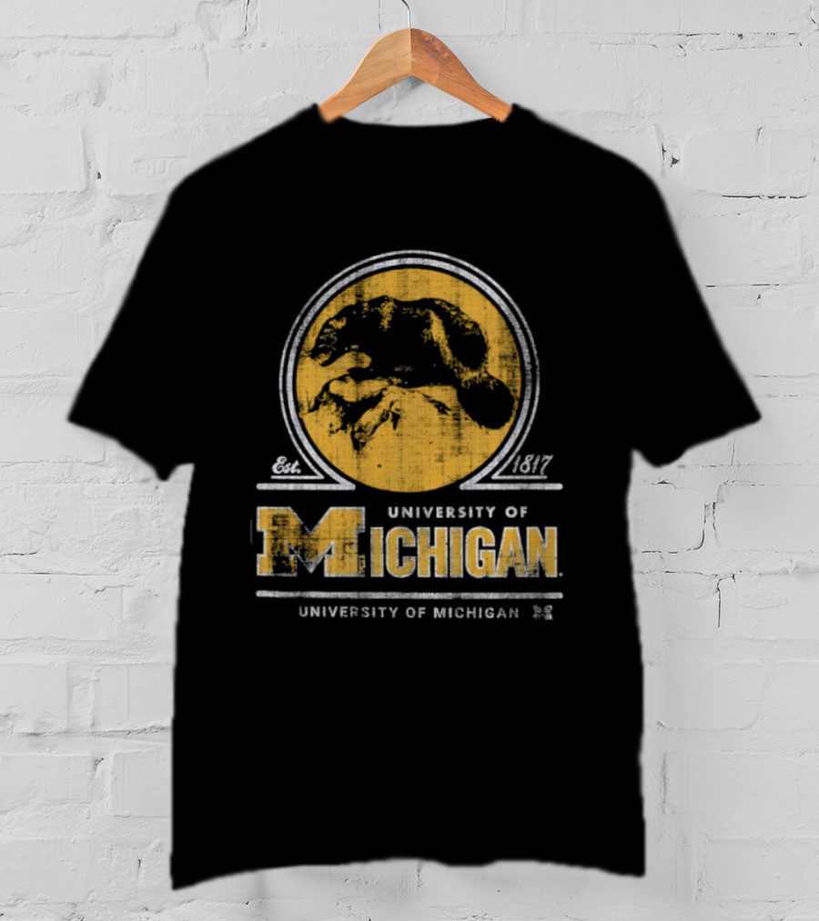 University Of Michigan Est 1817 Wolverine Michigan Wolverines Map T-Shirt