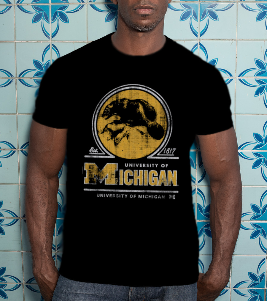 University Of Michigan Est 1817 Wolverine Michigan Wolverines Map T-Shirt