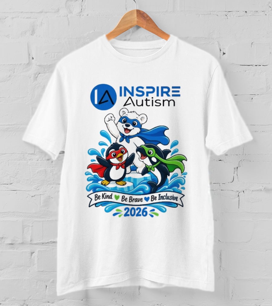 Inspire Autism Hero Walk 2026 Be Kind Brave Inclusive T-Shirt