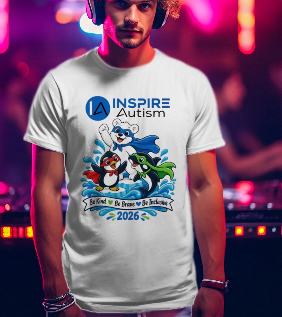 Inspire Autism Hero Walk 2026 Be Kind Brave Inclusive T-Shirt