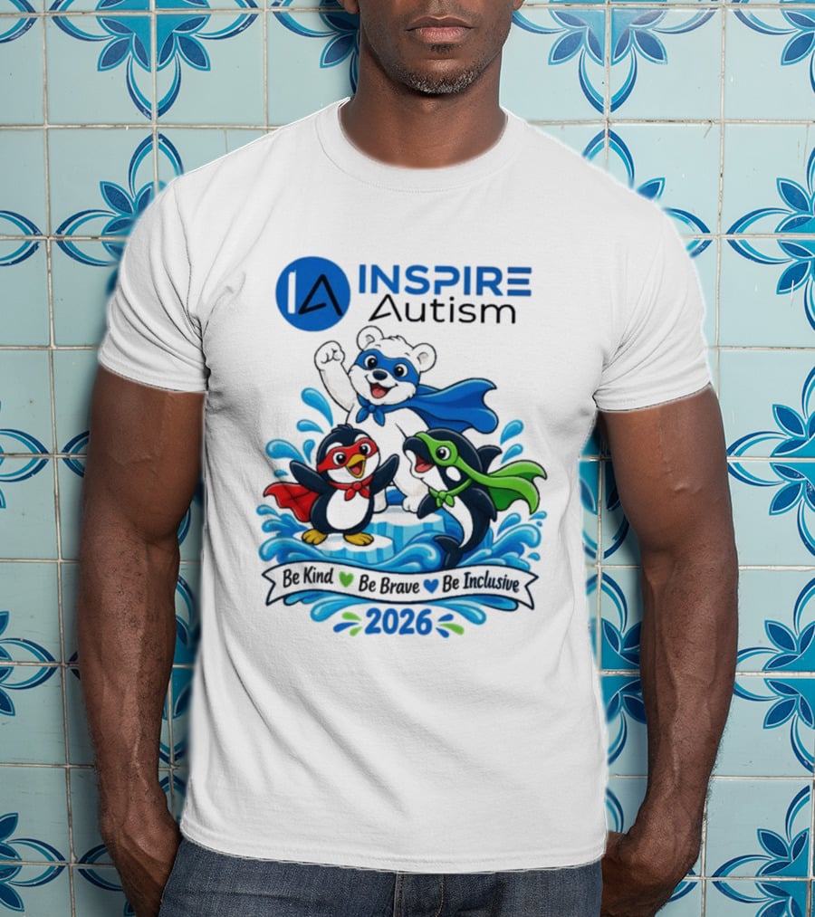 Inspire Autism Hero Walk 2026 Be Kind Brave Inclusive T-Shirt