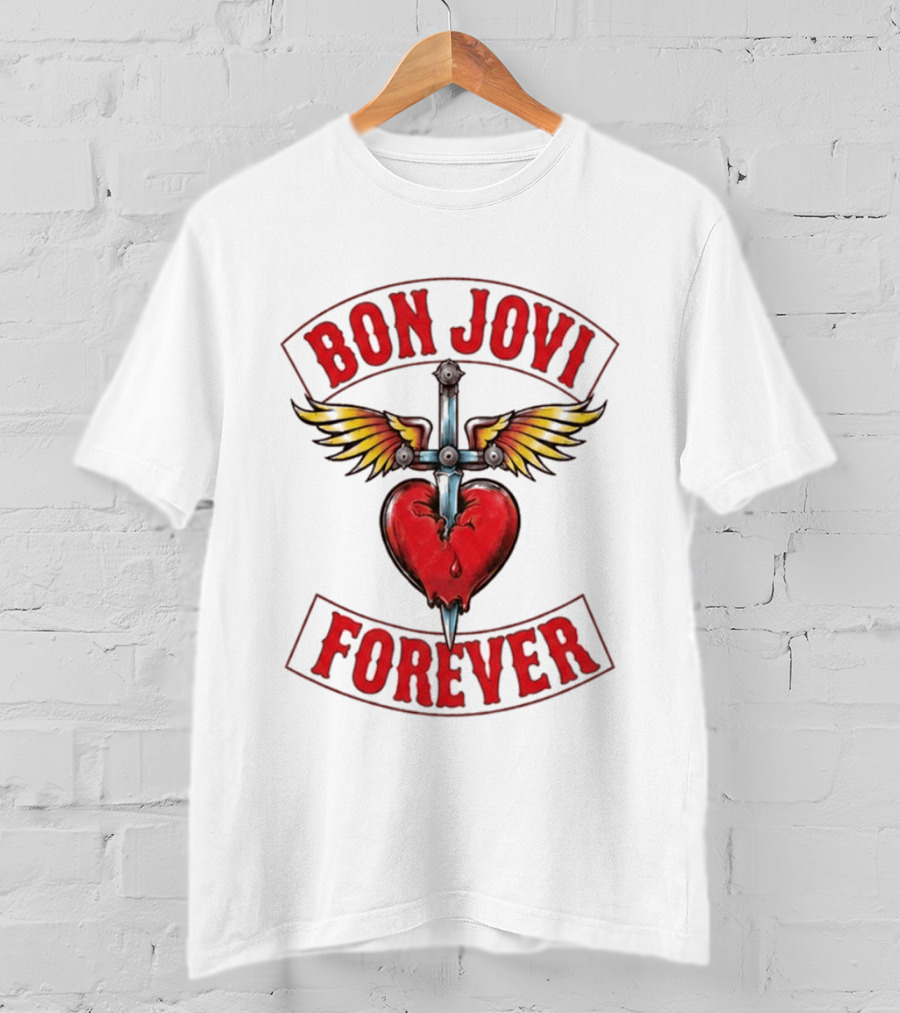 Bon Jovi Forever Heart Dagger Wings T-Shirt