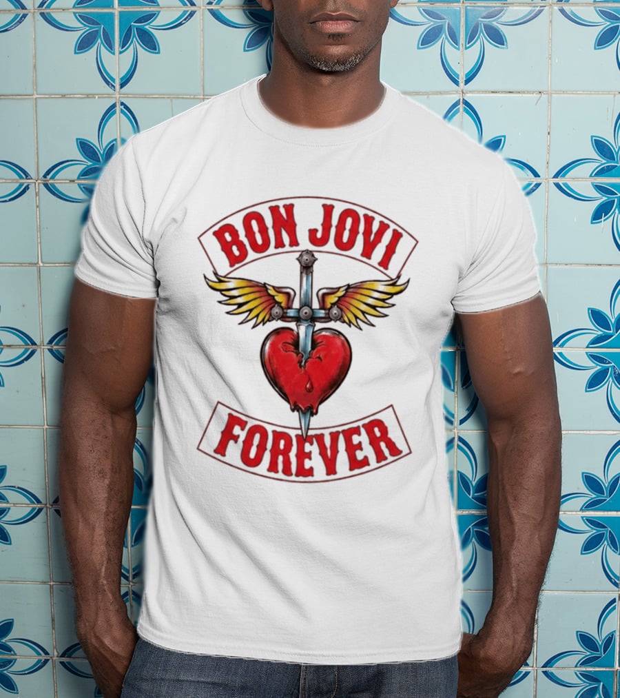 Bon Jovi Forever Heart Dagger Wings T-Shirt