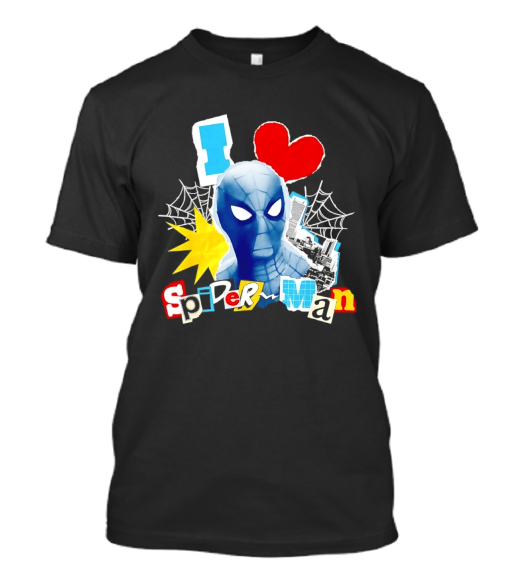 Marvel Spider Man I Love Spider Man Webhead Mask Collage T-Shirt