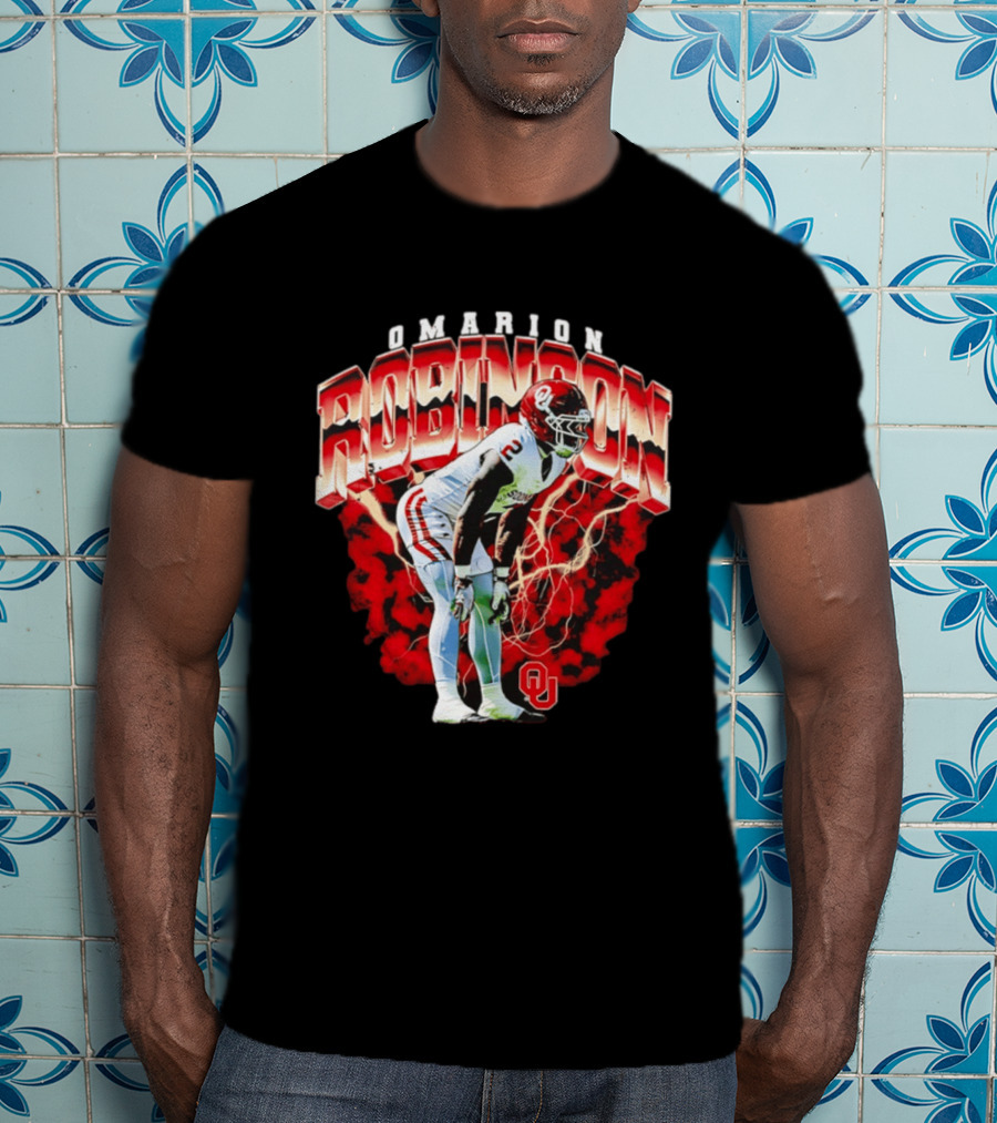 Omarion Robinson Oklahoma Sooners Football Lightning OU T-Shirt