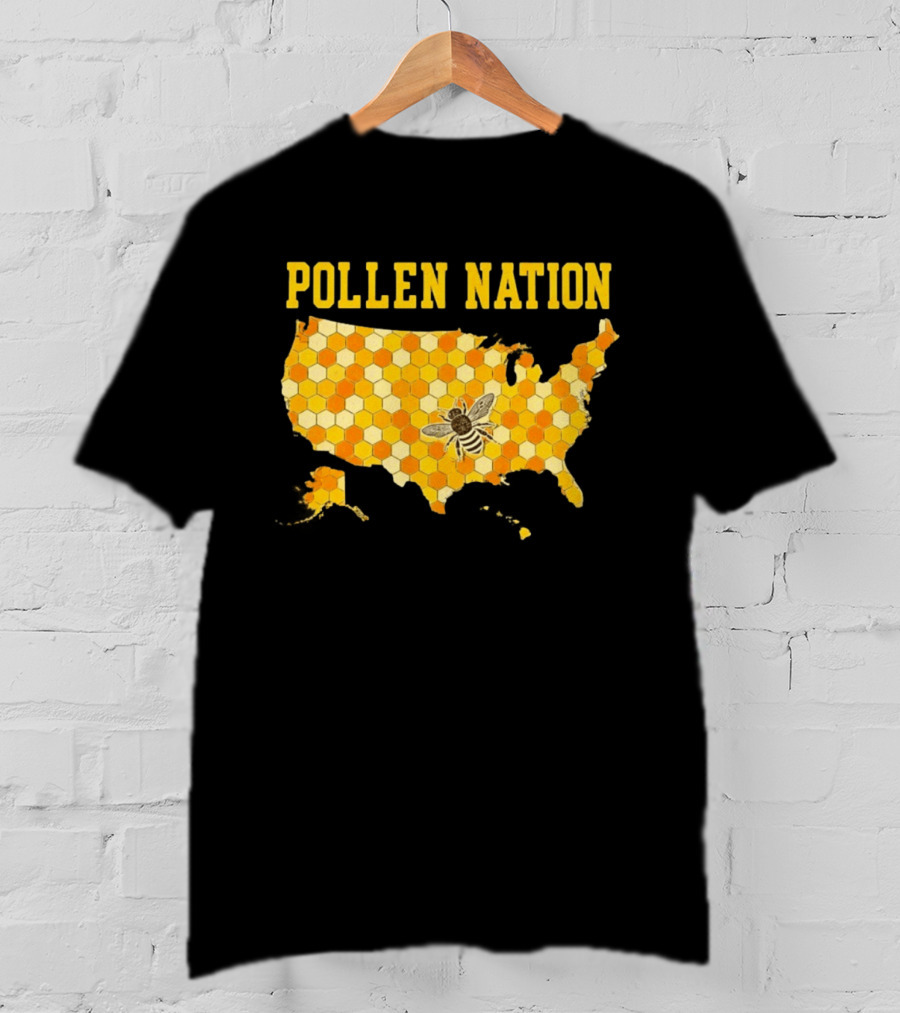 Pollen Nation USA Honeycomb Map Bee T-Shirt