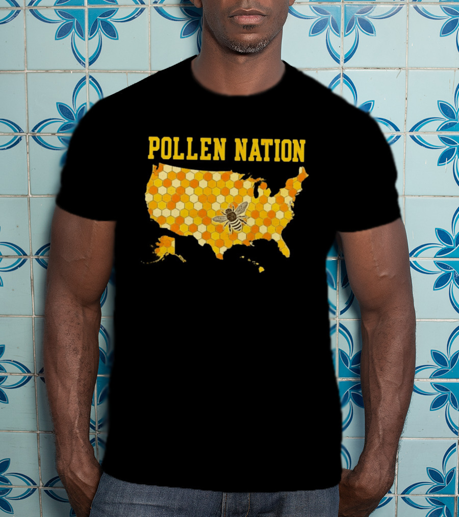 Pollen Nation USA Honeycomb Map Bee T-Shirt