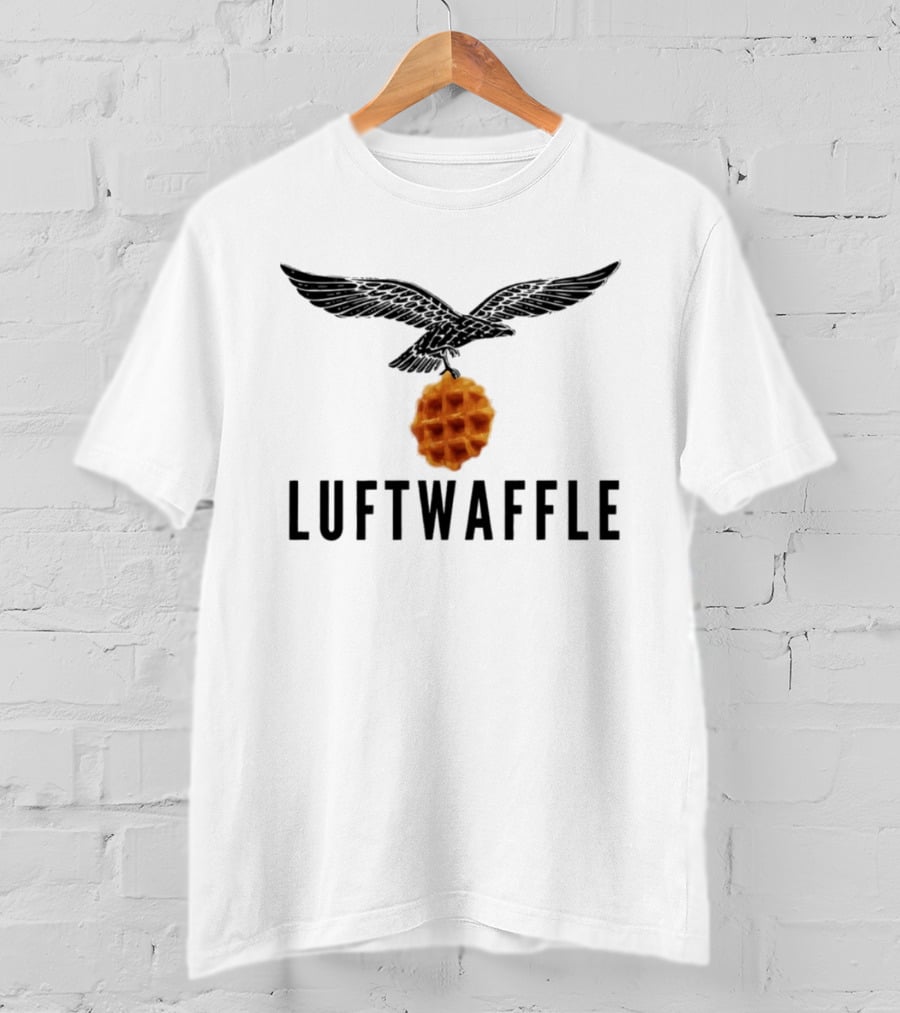 Luftwaffe Eagle Carrying Waffle Pun T-Shirt