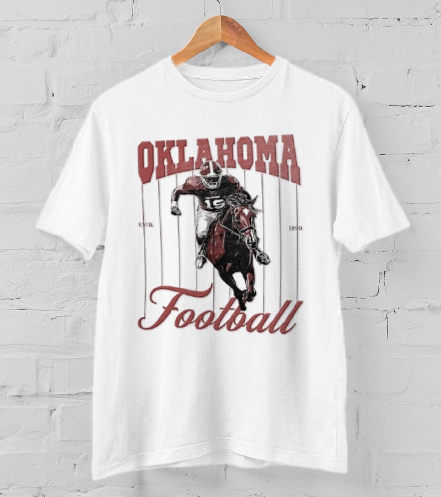 Oklahoma Sooners Football Player On Horse Estb 1890 T-Shirt