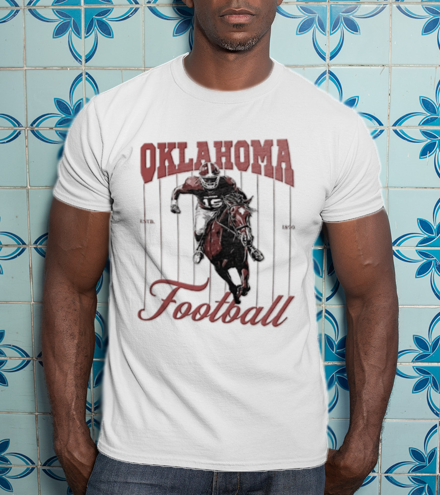 Oklahoma Sooners Football Player On Horse Estb 1890 T-Shirt
