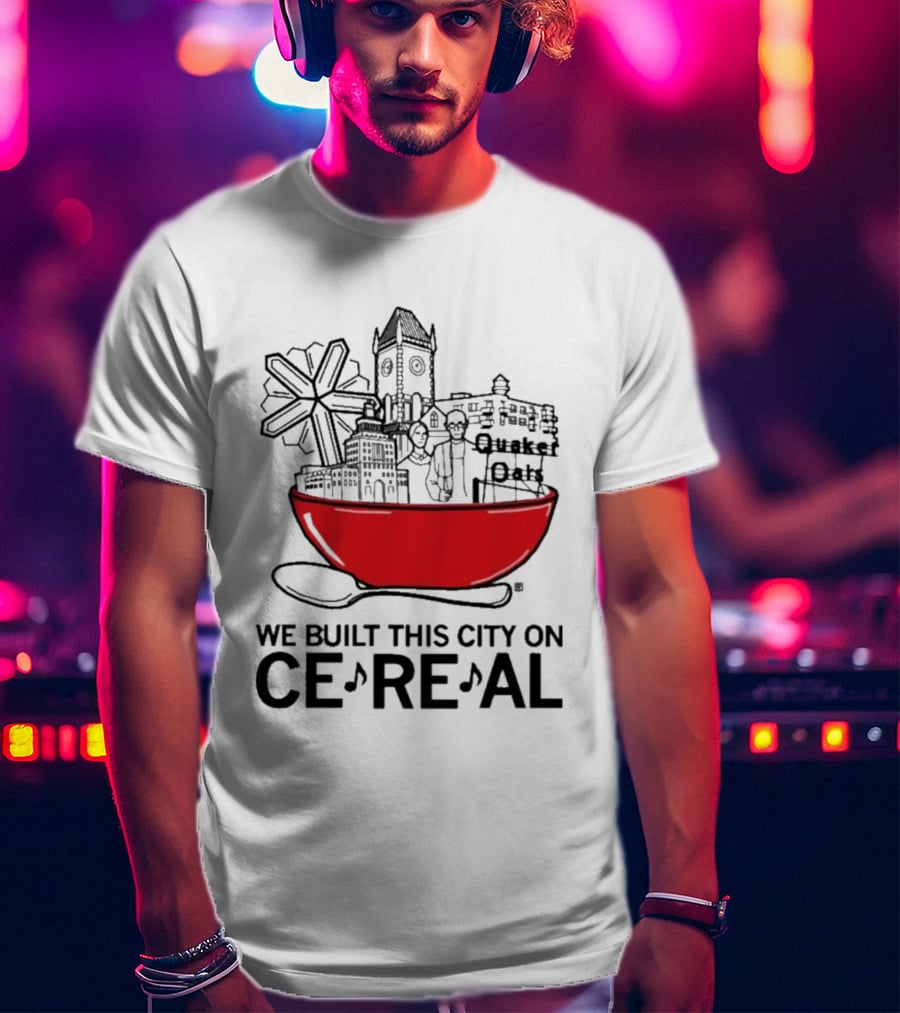 We Built This City On Ce Re Al Red Bowl Skyline T-Shirt
