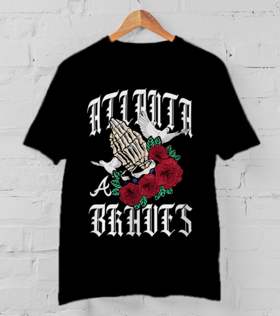 Atlanta Braves Gothic Bloom Praying Hands Halloween Roses 2026 T-Shirt