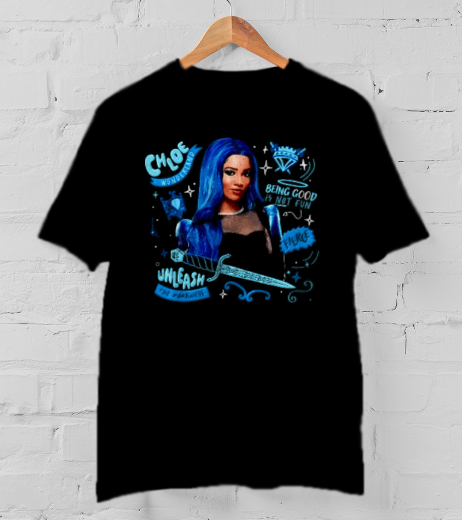 Chloe Wonderland Being Good Is Not Fun Unleash The Darkness Bold Blue Fantasy T-Shirt