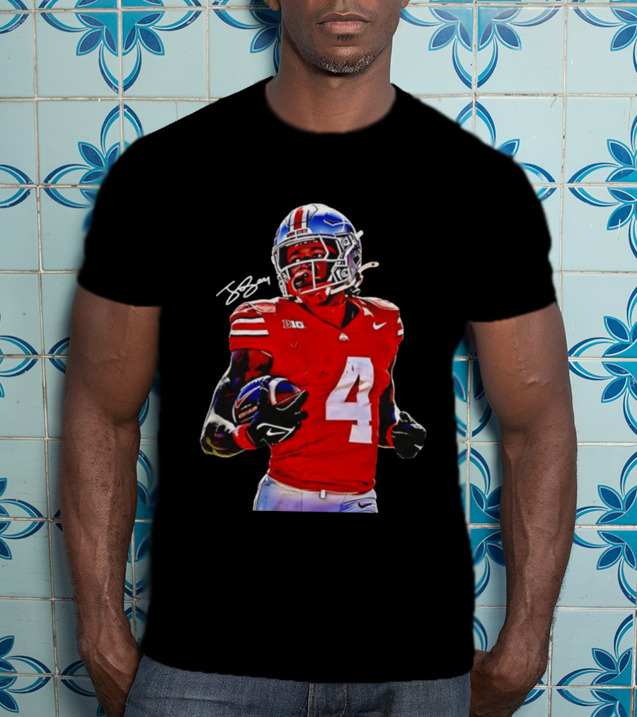 Jeremiah Smith Ohio State Buckeyes Football Number 4 T-Shirt