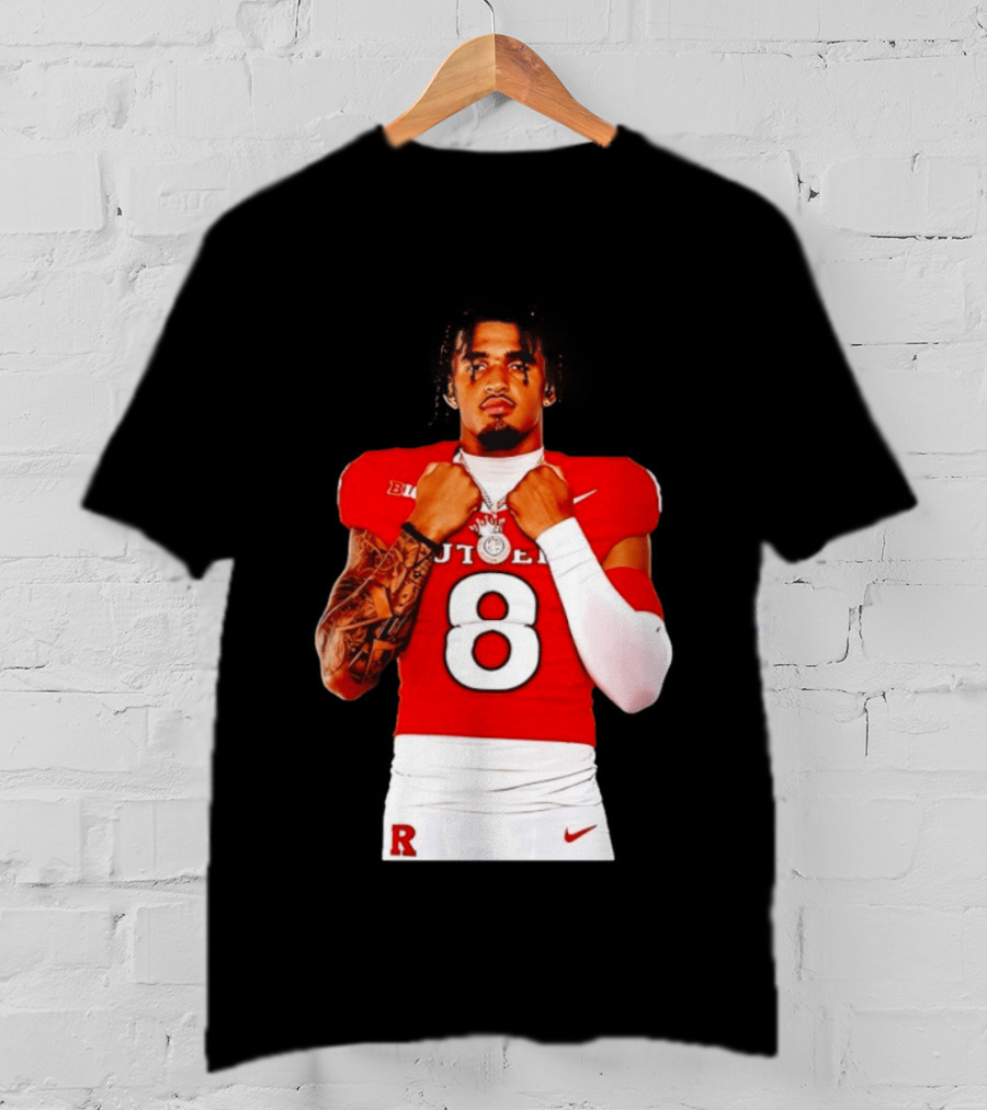 KJ Duff Rutgers Scarlet Knights Football Number 8 NCAA Moment T-Shirt
