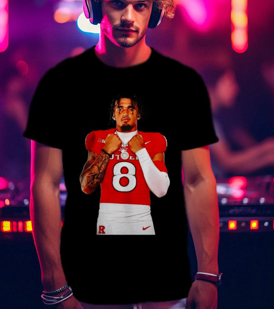 KJ Duff Rutgers Scarlet Knights Football Number 8 NCAA Moment T-Shirt