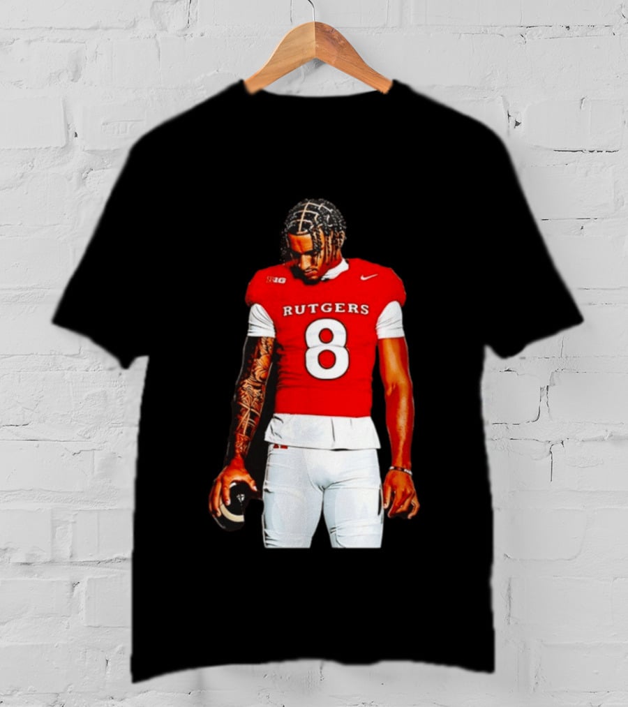 KJ Duff Number 8 Rutgers Scarlet Knights NCAA Football Player Nike Jersey T-Shirt