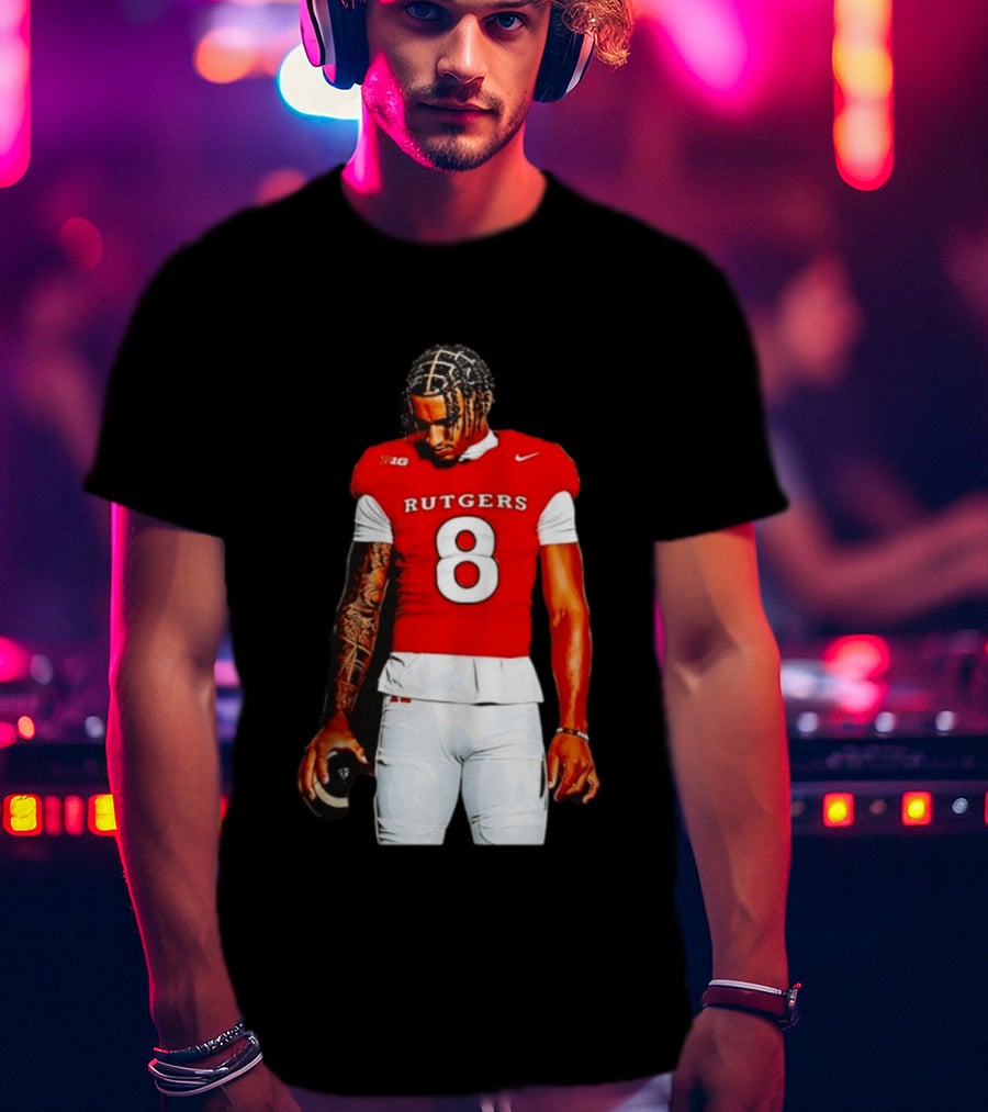 KJ Duff Number 8 Rutgers Scarlet Knights NCAA Football Player Nike Jersey T-Shirt