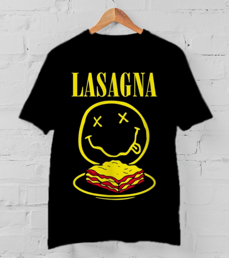 Lasagna Smiley Face Grunge Band Nirvana T-Shirt