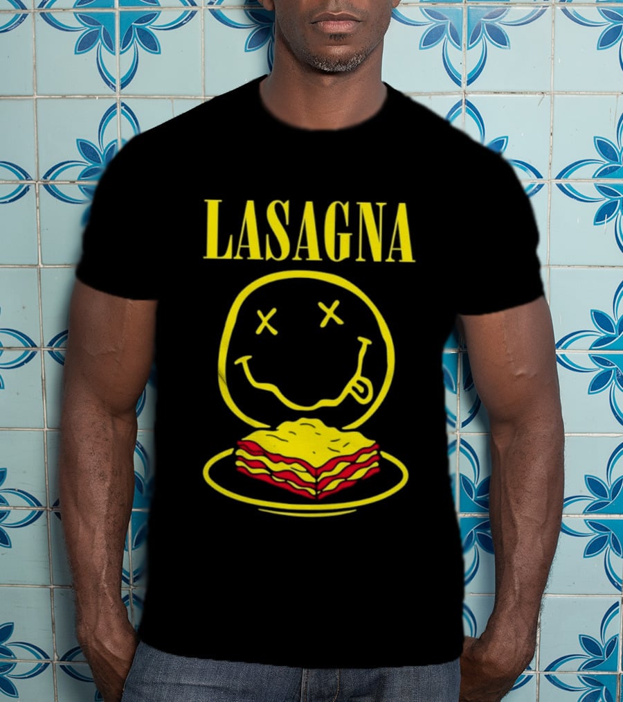 Lasagna Smiley Face Grunge Band Nirvana T-Shirt