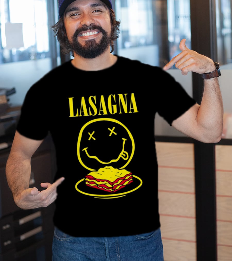Lasagna Smiley Face Grunge Band Nirvana T-Shirt