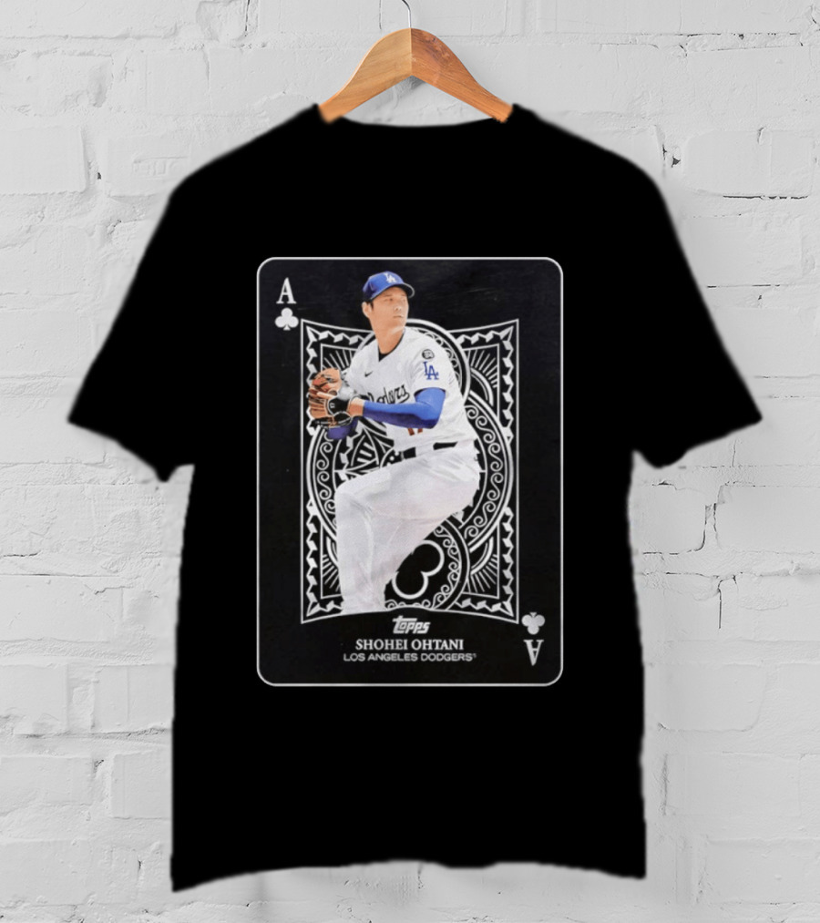 Los Angeles Dodgers Shohei Ohtani Topps Ace Of Clubs T-Shirt