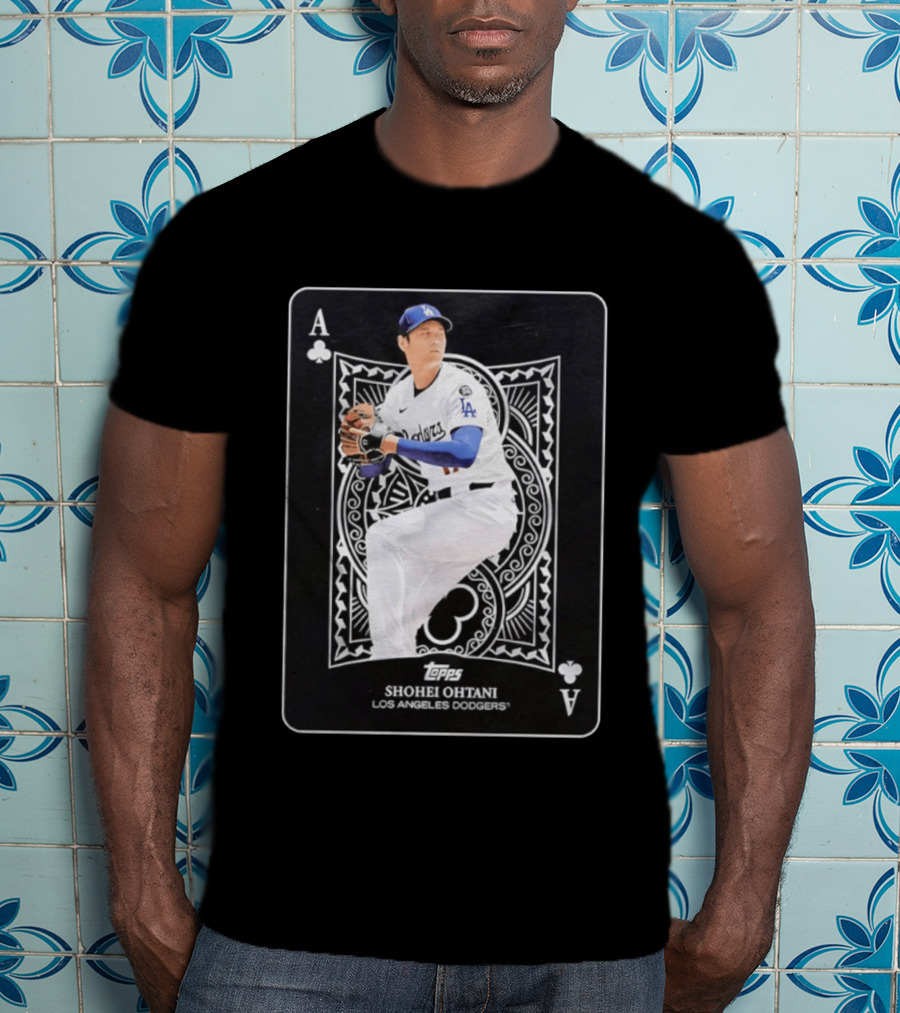 Los Angeles Dodgers Shohei Ohtani Topps Ace Of Clubs T-Shirt