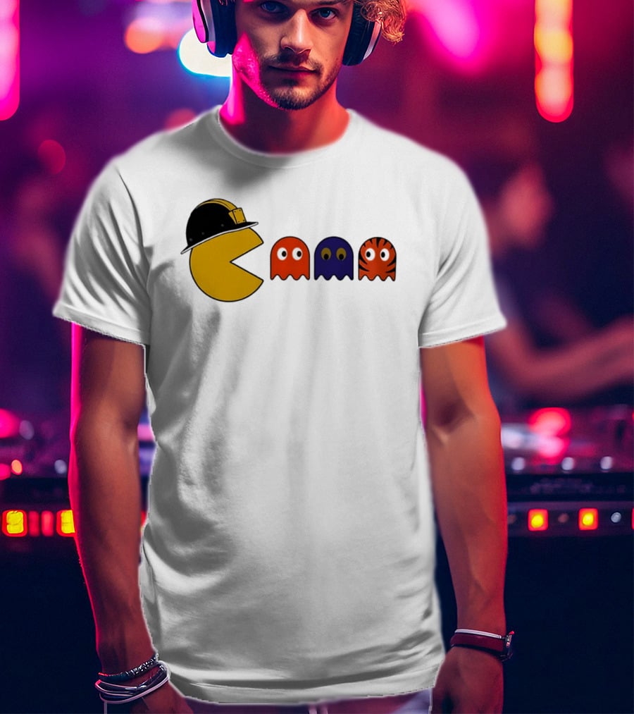 Pacman Hard Hat Ghosts Retro Gaming T-Shirt