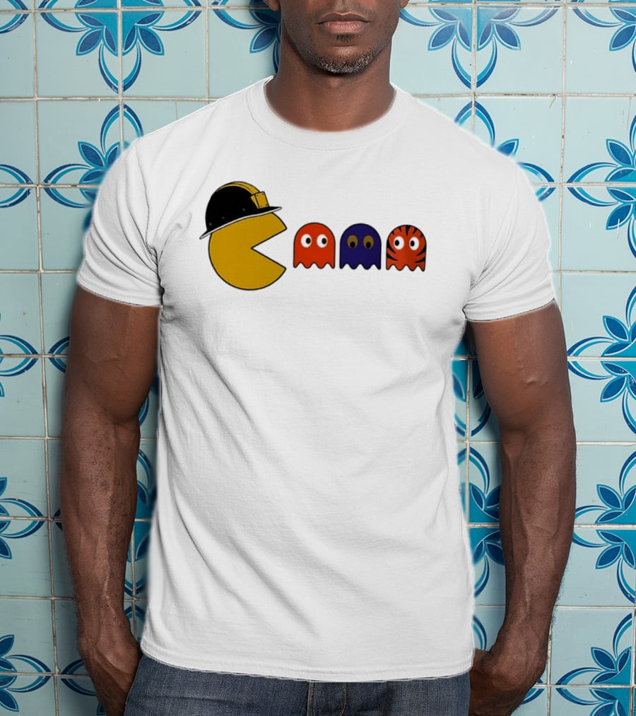 Pacman Hard Hat Ghosts Retro Gaming T-Shirt