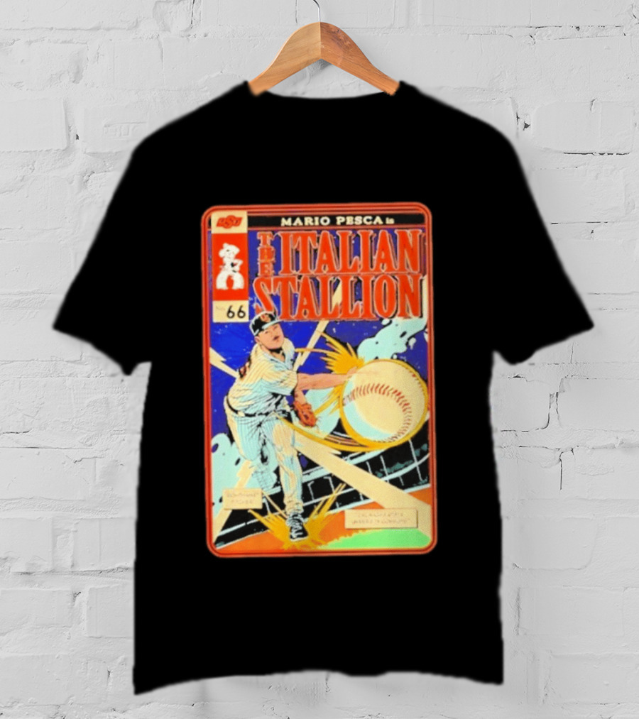 Mario Pesca The Italian Stallion Comic No 66 Oklahoma State Cowboys Baseball T-Shirt