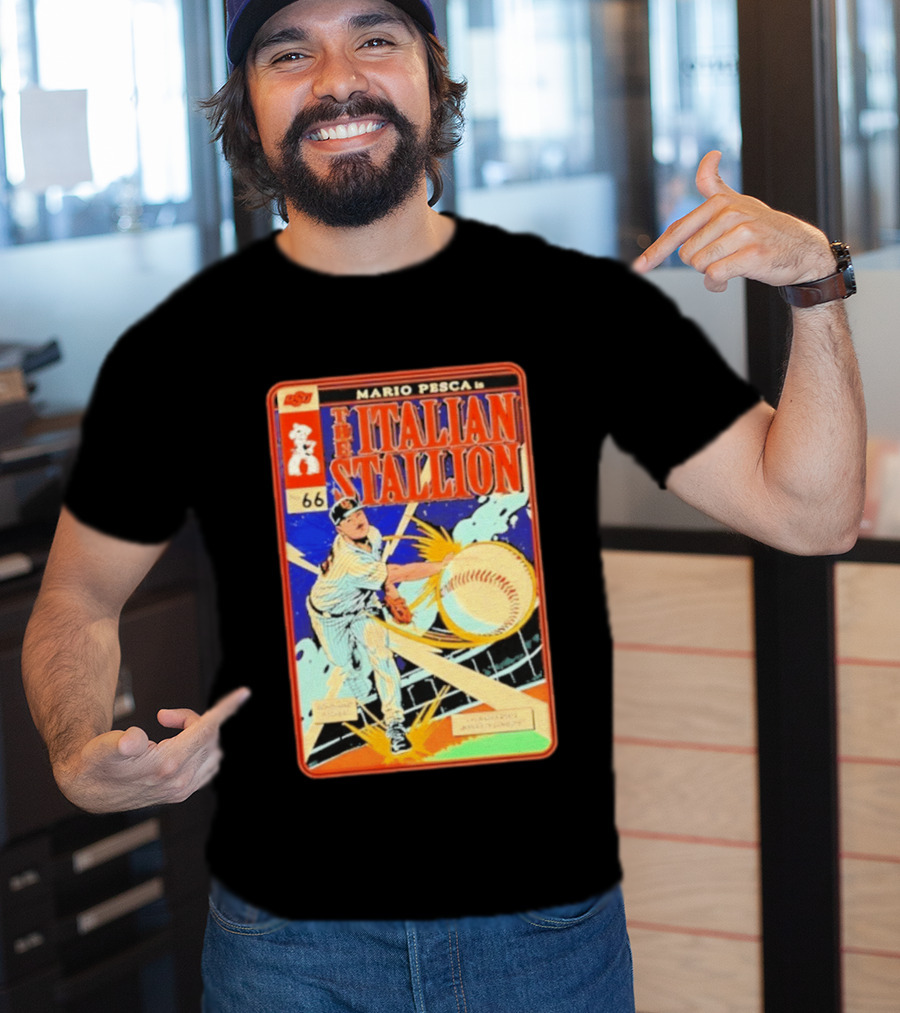 Mario Pesca The Italian Stallion Comic No 66 Oklahoma State Cowboys Baseball T-Shirt