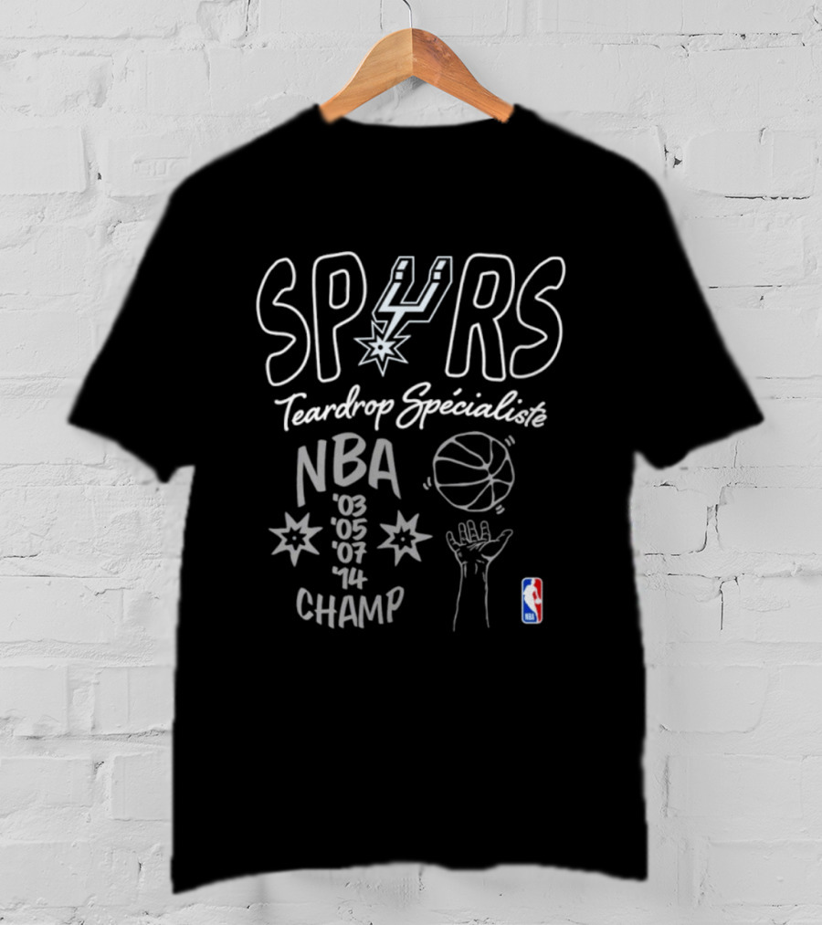 San Antonio Spurs Teardrop Specialist NBA 03 05 07 14 Champ T-Shirt