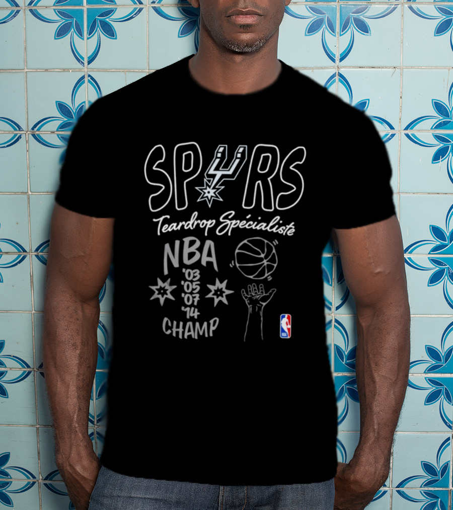 San Antonio Spurs Teardrop Specialist NBA 03 05 07 14 Champ T-Shirt