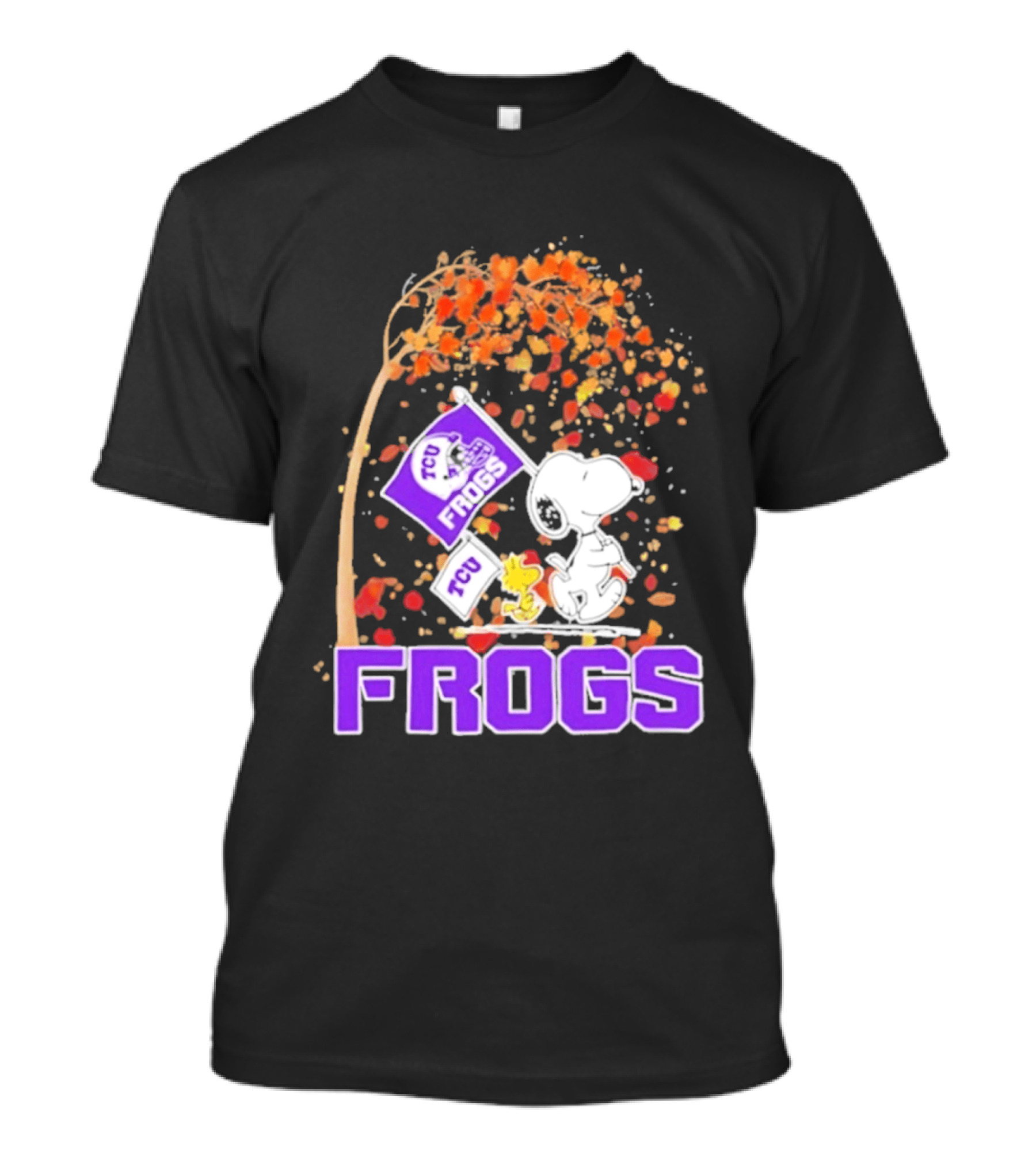 TCU Horned Frogs Snoopy Peanuts Fall Leaves T-Shirt 